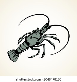 Big old grey isolate line anthropod panulirus mudbug set. Dark black color ink pen hand drawn outline pictogram logo design retro cartoon doodl art style. Closeup view white river lake sand text space