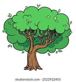 Big old lush foliar tree with lush crown color variation isolated on white background. Image produced without the use of any form of AI software at any stage.