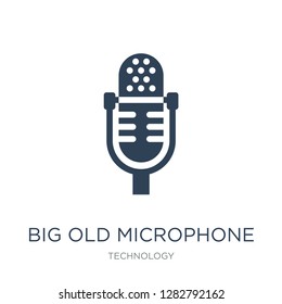 big old microphone icon vector on white background, big old microphone trendy filled icons from Technology collection, big old microphone vector illustration