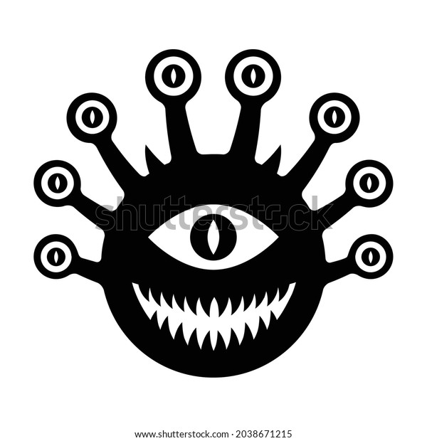 Big one eyed monster flat vector icon for games\
and websites