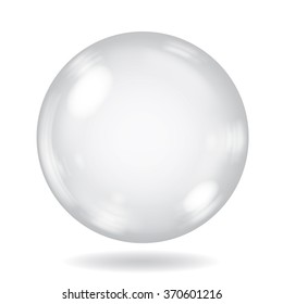 Big opaque sphere with glares and shadow on white background