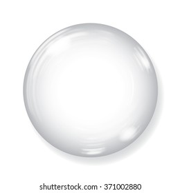 Big opaque sphere with glares and shadow on white background