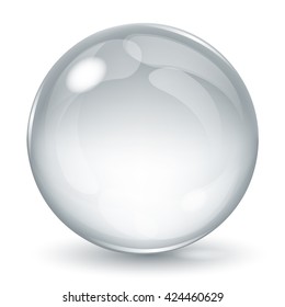 Big opaque sphere with glares and shadow on white background