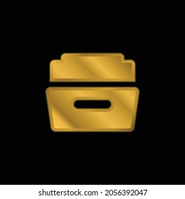 Big Open Folder gold plated metalic icon or logo vector