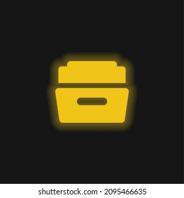 Big Open Folder yellow glowing neon icon