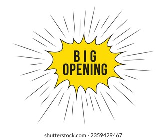big opening announcement speech bubble with megaphone, big opening text speech bubble vector illustration.