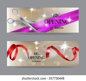 Big opening invitation cards with gold confetti and  ribbon