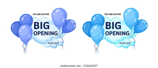 Diseño gráfico de tipografía de etiquetas de apertura grande. Abrir plantilla de banners de etiquetas. Diseño para la venta, publicidad, banner, afiche, compras, producto, promociónanuncio etiqueta, pegatina. Ilustración vectorial.