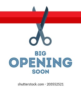 Big opening soon scissors vector flat poster