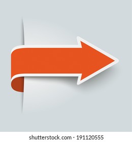 Big Orange Arrow On The Grey Background. Eps 10 Vector File.