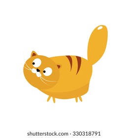 Big orange domestic cat vector illustration in flat design