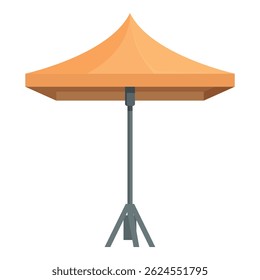 Big orange event tent standing on a tripod, isolated on white background