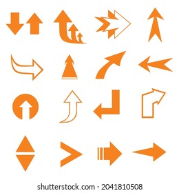 Big orange icon set arrow. Arrow icon. Vector collection of arrows. Arrows. Arrow icon for website and business illustration