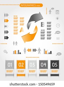 big orange infographics with two arrows. infographic concept.