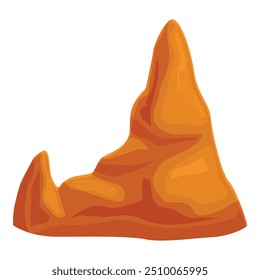 Big orange rock formation with a sharp peak, standing tall and imposing