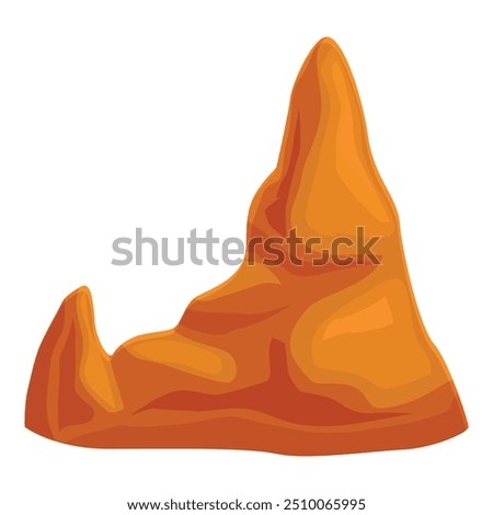 Big orange rock formation with a sharp peak, standing tall and imposing