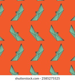  big Origami paper boats background pattern