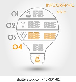 big outline infographic bulb, linear arrow concept