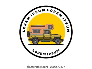 Big overland camper car illustration badge design