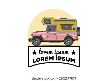 Big overland camper car illustration badge design