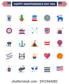 Big Pack of 25 USA Happy Independence Day USA Vector Flats and Editable Symbols of political; donkey; entertainment; american; play Editable USA Day Vector Design Elements