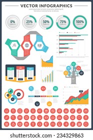 Big pack of data visualization vector infographics and design elements with business bar, charts, graph, diagrams and icon set for brochures, flyers and websites