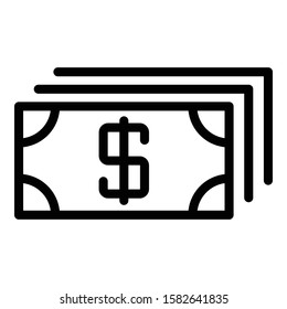 Big pack of dollars icon. Outline big pack of dollars vector icon for web design isolated on white background