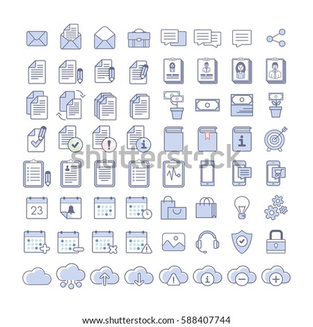 Big pack vector outline icons, all in one