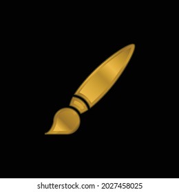 Big Paint Brush gold plated metalic icon or logo vector