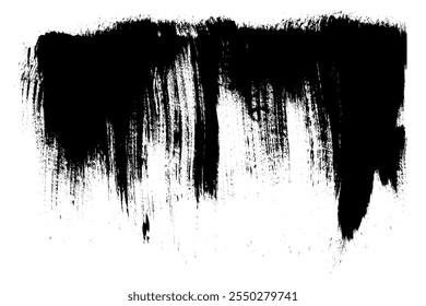 Elemento de diseño de pincel grande. Textura negra del trazo del pincel del grunge en el fondo blanco. Abstractas pincel de tinta grungy para Anuncios, presentaciones, póster, cubierta