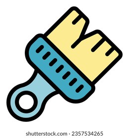 Big painter brush icon outline vector. Art studio. Painting design color flat