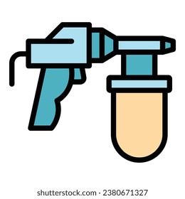 Big painter sprayer icon outline vector. Paint gun. Car auto body color flat