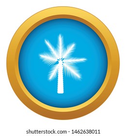 Big palm tree icon blue vector isolated on white background for any design