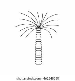 Big palm tree icon in outline style isolated on white background. Flora symbol