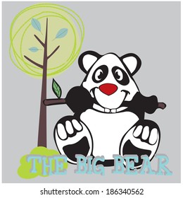 the big panda bear holding tree