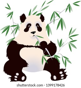 Big Panda Sitting Eating Bamboo Stock Vector (Royalty Free) 1399178426 ...