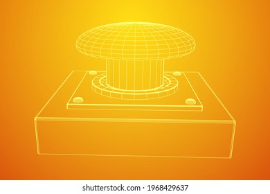 Botón de activación de alarma de pánico grande. Ilustración vectorial de malla baja de malla de alambre