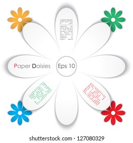 big paper daisy. set of color paper daisies. eps10
