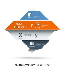 Big paper square of folded paper with placeholders for content. Nice infographic element or presentation template. Abstract vector background isolated on white.