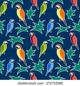 big parrots macaw seamless background vector