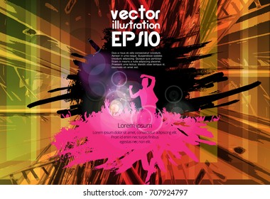 Big party. Background for poster with dancing people