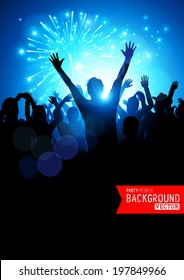 Big Party Crowd. A huge crowd of young people celebrating. Vector illustration.