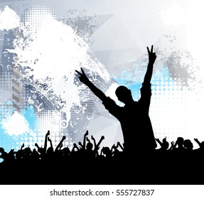 Big party, dancing people, vector