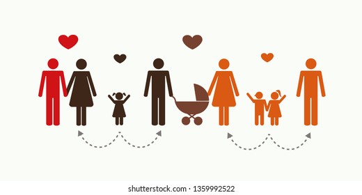 big patchwork family concept pictogram vector illustration EPS10