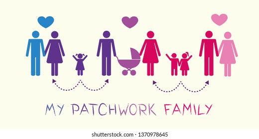Big Patchwork Family Concept Pictogram Vector Illustration EPS10