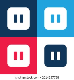 Big Pause Button blue and red four color minimal icon set