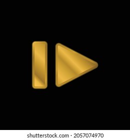 Big Pause Symbol gold plated metalic icon or logo vector