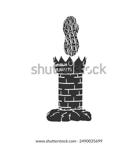 Big Peanut Monument Icon Silhouette Illustration. Vector Graphic Pictogram Symbol Clip Art. Doodle Sketch Black Sign.	