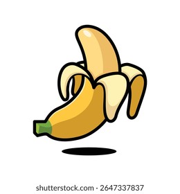 Ilustração de Desenho Animado de Banana Descascada Grande