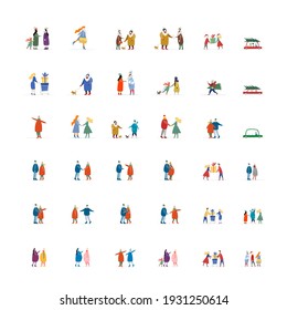 Big People Collection. Winter season lifestyle. Set for your design. Vector illustration